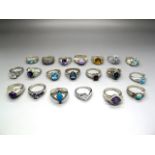 Jewellery - Assorted Modern Dress Rings, including clusters, single stones etc, stamped "925".