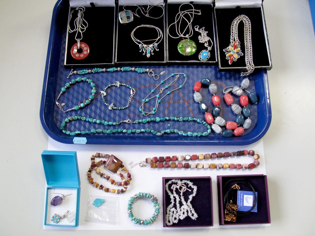 Jewellery - A Collection of Turquoise and Other Bead Bracelets, similar necklaces, pendants