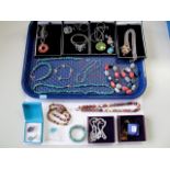Jewellery - A Collection of Turquoise and Other Bead Bracelets, similar necklaces, pendants
