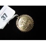 Elizabeth II Sovereign, 1974, loose set within 9ct gold pendant mount.