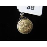 Victoria Sovereign, 1891, loose set within 9ct gold pendant mount.