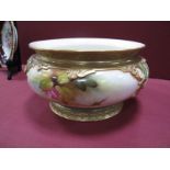 Royal Worcester Porcelain Bowl, of compressed circular form, handpainted by F.J. Bray with pink