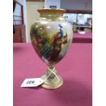 A Royal Worcester Porcelain Pedestal Vase, of ovoid form, painted and gilt in the round with a