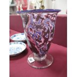 A Modern Jonathan Harris Glass Vase, of plain footed circular section with flared rim, decorated