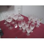 A Suite of Waterford Crystal Stem Ware, in the "Colleen" pattern, comprising seven hock glasses, six