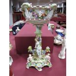 A Late XIX Century Sitzendorf Style Porcelain Table Centrepiece, of basket and pedestal form,