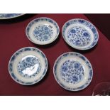 Four Items of Chinese Guanxu Period and Marked Blue and White Porcelain, comprising a set of three