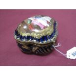 An Early XX Century Limoges Porcelain and Gilt Metal Mounted Heart Shaped Box, the lid painted and