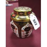 A Royal Crown Derby Bone China Ginger Jar and Cover, painted and gilt in the Old Imari palette,