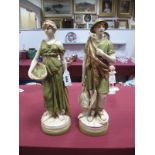 A Pair of Early XX Century Royal Dux Porcelain Figures, modelled respectively as a huntsman