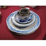 A Late XVIII Century English Porcelain Tea Bowl and Saucer, probably Liverpool, blue and white