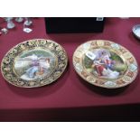 A Late XIX Century Vienna Porcelain Cabinet Plate, painted and gilt, centrally with a scene of two