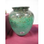 A 1930's Monart Glass Vase, with black and aventurine inclusions to the upper everted rim, with