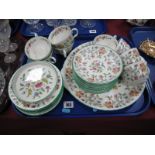 A Collection of Minton "Haddon Hall" Pattern Tea Wares, including cake dish, cups and saucers,