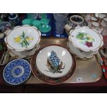 Pottery Armorial Charger, nine piece dessert service, Cauldon plate all hand painted by M. B.