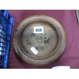 A Teak Dish and Coaster, with circular plaque to centre which reads "Teak from the German Battleship