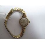 Bentima; A 9ct Gold Cased Lady's Wristwatch, the signed dial with Arabic numerals, within plain