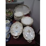 A Quantity of Continental China Dinner Wares, printed decoration of flowers and foliage, base