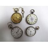 A XIX Century Pocket Watch, stamped 925, and other pocket watches.