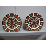 A Pair of Royal Crown Derby Dessert Plates, in the 1128 Imari pattern, (16cms diameter).