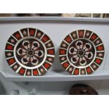 Two Royal Crown Derby Imari Plates, pattern No. 1128 (second quality), each 27cms diameter. (2)