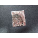 GB 1865 10d Pale Red-Brown SG 114, plate one, good used, lettered E.M. Cat £300.