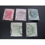 Hong Kong 1882/96 Victoria 2 Cents, 10 cents and thirty cents S. G. 32A, 36, 37, 39A, 39 watermark