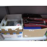 A Quantity of Empty Storage Items for Coins, stamp covers etc. Assorted reference material.