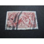 GB 1913 George 5/- Red Seahorse SG 401 Waterlow, used. Cat £300.