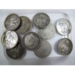 Crowns: 1822, 1845 (?), 1887, 1888, 1889, 1890, 1891, 1892 and 1893 (two coins) NF to F. (10)