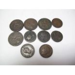 Pennies: 1806, 1826, 1831 and 1857. Halfpennies: 1700, 1724, 1752, 1806, 1826 and 1853. All NF/F.