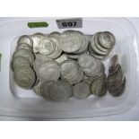 Four Pounds and Eighty Pence, (total face value) of pre-1947 silver coins. Thirteen further silver