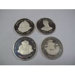 "Queens of the British Isles"; four commemorative silver medals. Total weight is 181 grammes.