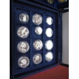 Ships and Explorers, a collection of twelve proof coins. Regularly crown sized. In a presentation