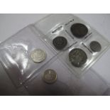 A Silver Fourpence, 1877, GF. A silver threepence, 1883, F. Silver twopences: 1840 (EF) and 1883 (