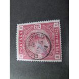 Stamps - GB 1884 Five Shilling Rose B.G. An attractive example with good colour, cancelled by a