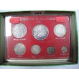 An 1887 Seven Coin Silver Type Set, crown to silver threepence, in a Sandhill case. Regularly the