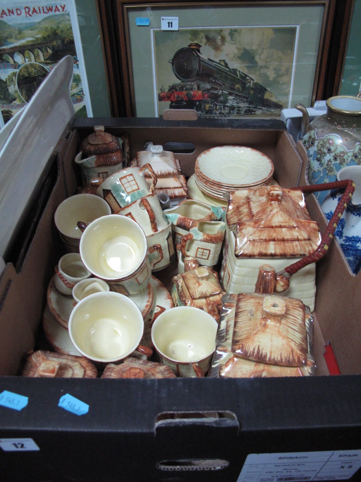 A Large Quantity of Cottage Ware, including cups, saucers, cream jugs, biscuit barrels, etc,