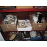 Frank Fellows Vase, miners plate, teapots, other ceramics:- Three Boxes