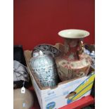 An Oriental Vase, three ginger jars, plate:- One Box