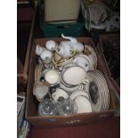 Wedgwood Lugano Pattern Dinner Service, Royal Imperial tea service, pressed glass, etc:- one Box