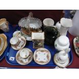 A Pair of Capo Di Monte Teacups and Saucers, Crown Staffordshire "Kowloon" ginger jar, pin dishes, a