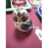 Royal Crown Derby "Tawny Owl" Paperweight, with gilt septaganol stopper, 9cms high, (1st quality).