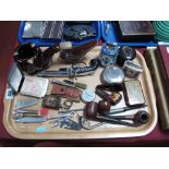 Smokers Accessories, pipes, Ronson "Diana" and other lighters, XIX Century snuff box, Buttner