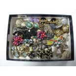 A Collection of Assorted Costume Clip Earrings :- One Tray