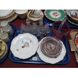 A Victorian Cranberry Glass Globular Bowl, applied foot and rope twist handle, a pair of Royal