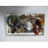 Assorted Costume Jewellery, including "Rolled Gold" unpierced hoop earrings, studs, beads, diamanté,
