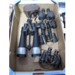 A Quantity of Mid XX Century British War Department Binoculars, including a large pair by Barr and