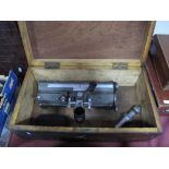 C. Baker of London Measuring Microscope, stamped X10 Micrometer, with vernier scales and  slides
