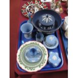 A Large Wedgwood Jasperware Bowl, together with Jasperware trinkets, cups, vases, plates, plus a